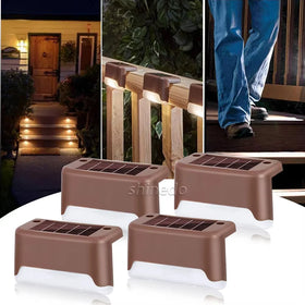 4Pack Solar Powered LED Outdoor Path Garden Stairs Outdoor Step Deck Lights Solar Fence Lamp