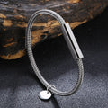 Minimalist Men's Inspire JewelryStainless Steel  Bracelet With Magnetic Clasp Silver Black Wire Rope Braided Bracelet