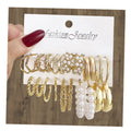Fashion Pearl Gold Color Hoop Earring Set for Women Jewelry