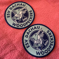 Hot Selling Sustainable Outdoor Uniform Taffeta Woven Label Badgenew logo Overlocked Border Clothing Woven Patch for Bags