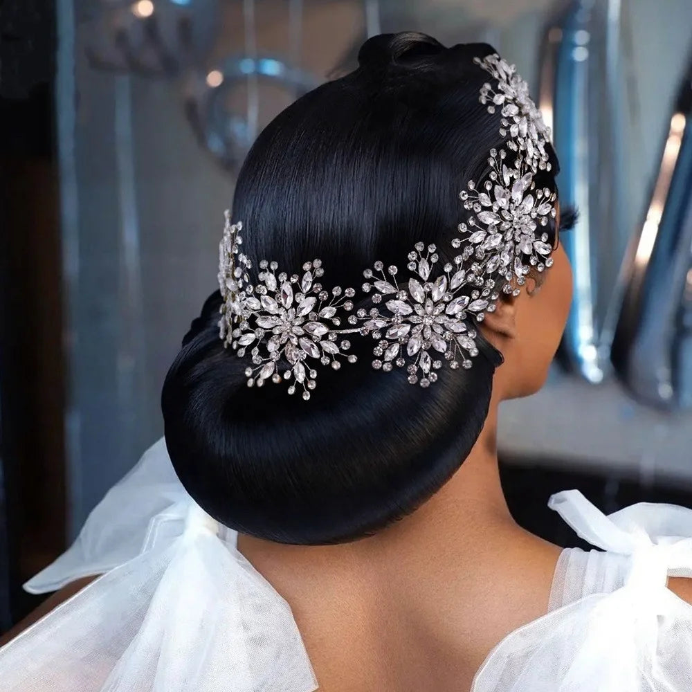 Princess Queen Pageant Bridal Hair Headband Flower Rhinestone Headband Bridal Wedding Hair Accessories Hair Jewelry Vine Comb