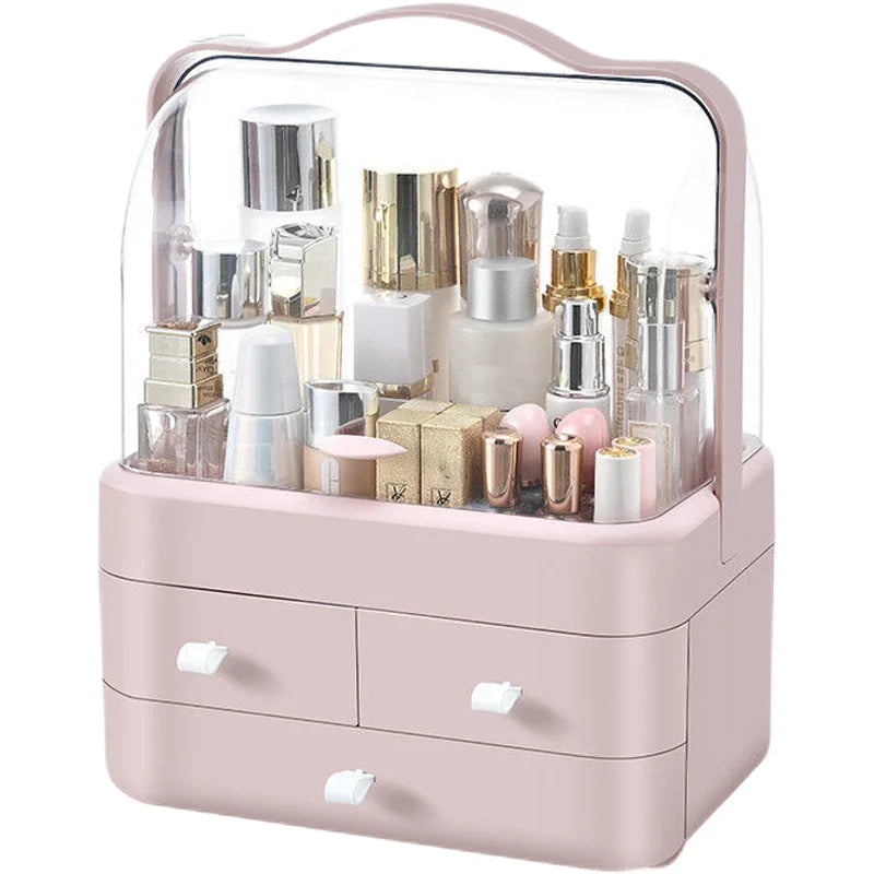 Plastic Cosmetic Storage and Storage Box pink and White Dustproof and Waterproof Suitable for Bathrooms
