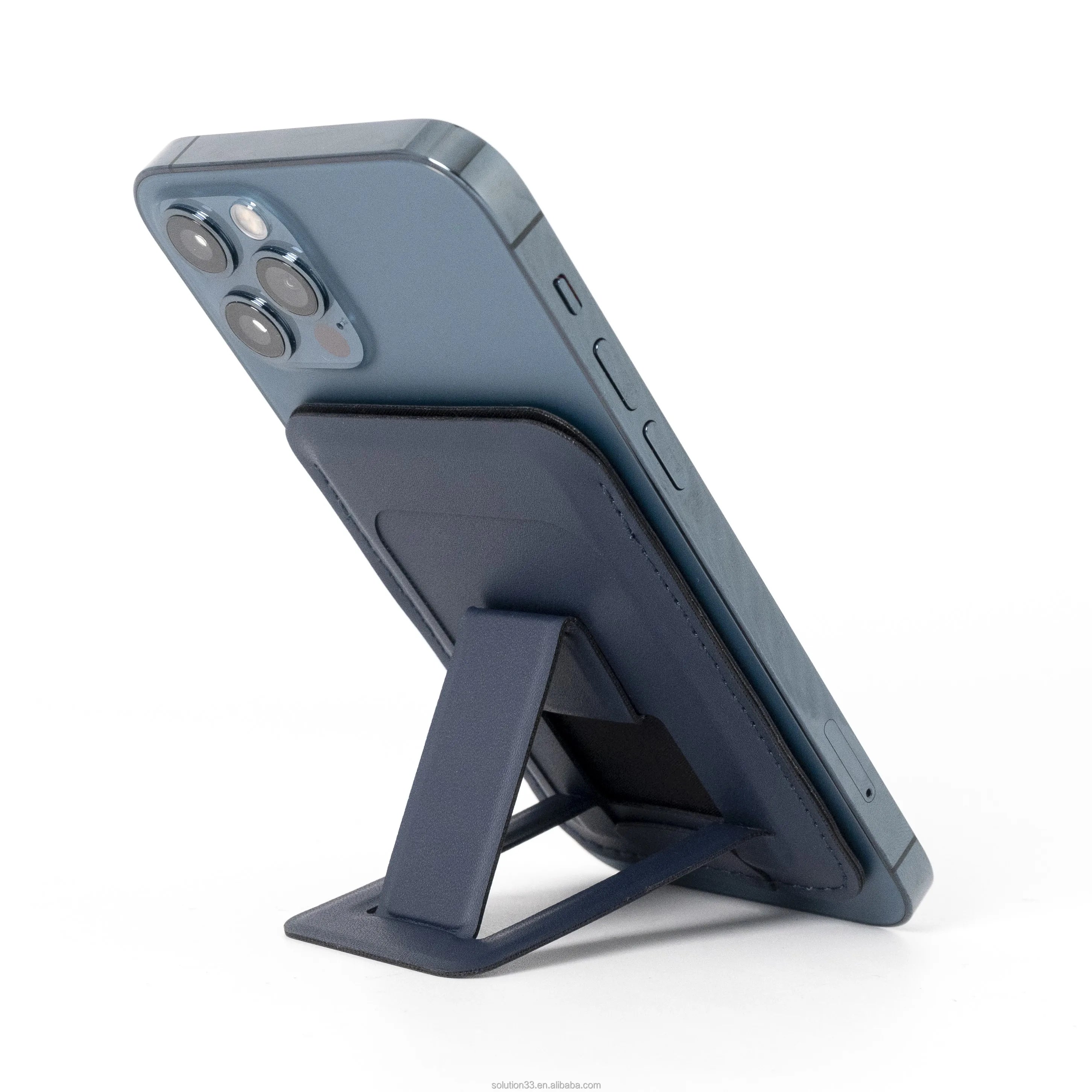 Factory Outlet OEM Custom Color Logo PU Leather Magnetic Portable Foldable Phone Kickstand Card Holder