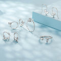 Fashion Creative 925 Silver Half Open Design Ring Earnail Set Women's Jewelry Festival Gift