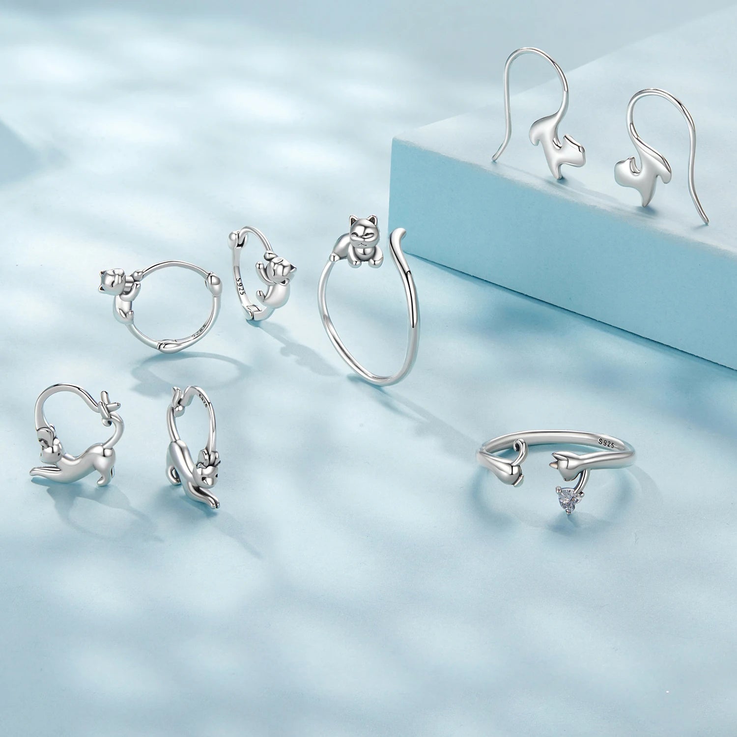 Fashion Creative 925 Silver Half Open Design Ring Earnail Set Women's Jewelry Festival Gift
