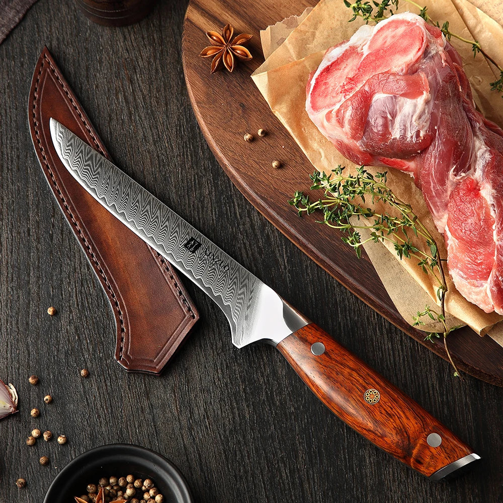 Professional 67 Layers Handmade Boning Knife Damascus Steel Kitchen With Rosewood Handle