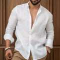 2025 European and American Cotton Solid Color Men's Shirt Youth Casual
