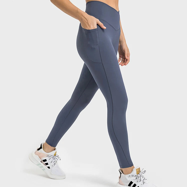 New Arrivals v Waist Custom logo High Waist Leggings Gym Workout Yoga Leggings With Pockets
