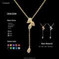 Women's 18K Solid Gold Necklace with Nature Diamond Pendant Trendy Chains for Weddings Parties and Gifts-Wholesale Jewelry