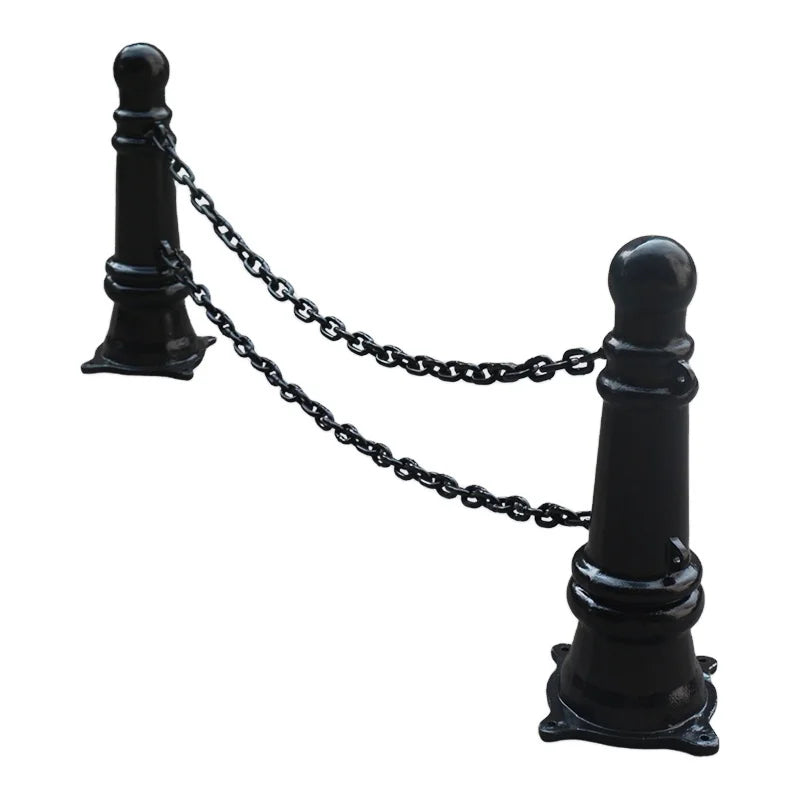 Outdoor Portable Metal Security Bollard Outside Street Roadway Sidewalk Decorative Cast Iron Parking Chain Traffic Barrier