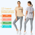 Women's Quick-Dry Spandex T-Shirt Top Loose Fit Short Sleeve for Yoga and Running Breathable Solid Pattern Smock for Spring