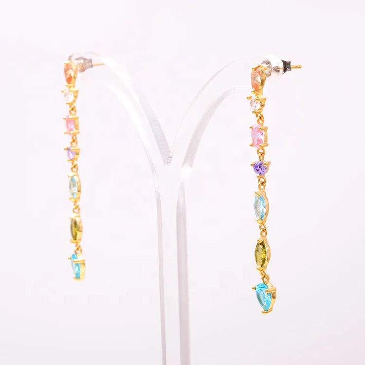 New Design Trend 925 Sterling Silver Gold Plated Triangle Drop Earring Jewelry Fashion Earrings