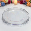 New Style Wholesale Restaurant 13 Inch Clear Plastic Charger Plate With Silver Rim for Event Decoration