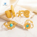 SUMMLY Vintage Wholesale Niche Light Luxury Zirconia 18K Gold Plated Stainless Steel Ring Fashion Jewelry Manufacturer