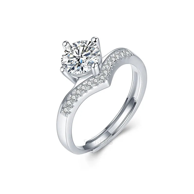 Princess Crown Ring 1CT Round Moissanite Diamond 925 Sterling Silver Engagement Wedding Ring