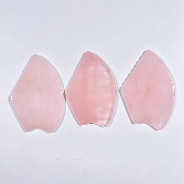 Huiying Custom Spiky Shape Facial Guasha Board For Facial Skincare Rose Quartz Facial Gua Sha For Anti-Aging