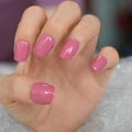 Glossy Light Pink False Nail Short Acrylic Pure Color Square Nail Sticker Full Cover Abs Artificial Press on Nails Solid MegaBDM