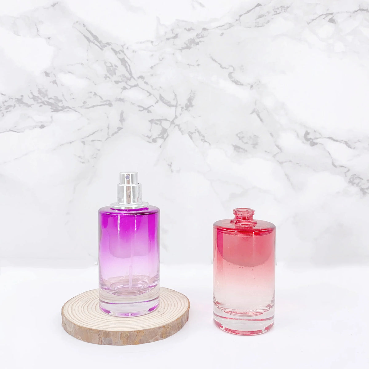 Empty Purple Luxury Pafume Round Perfume Bottle 50ml 100ml With Thick Bottom