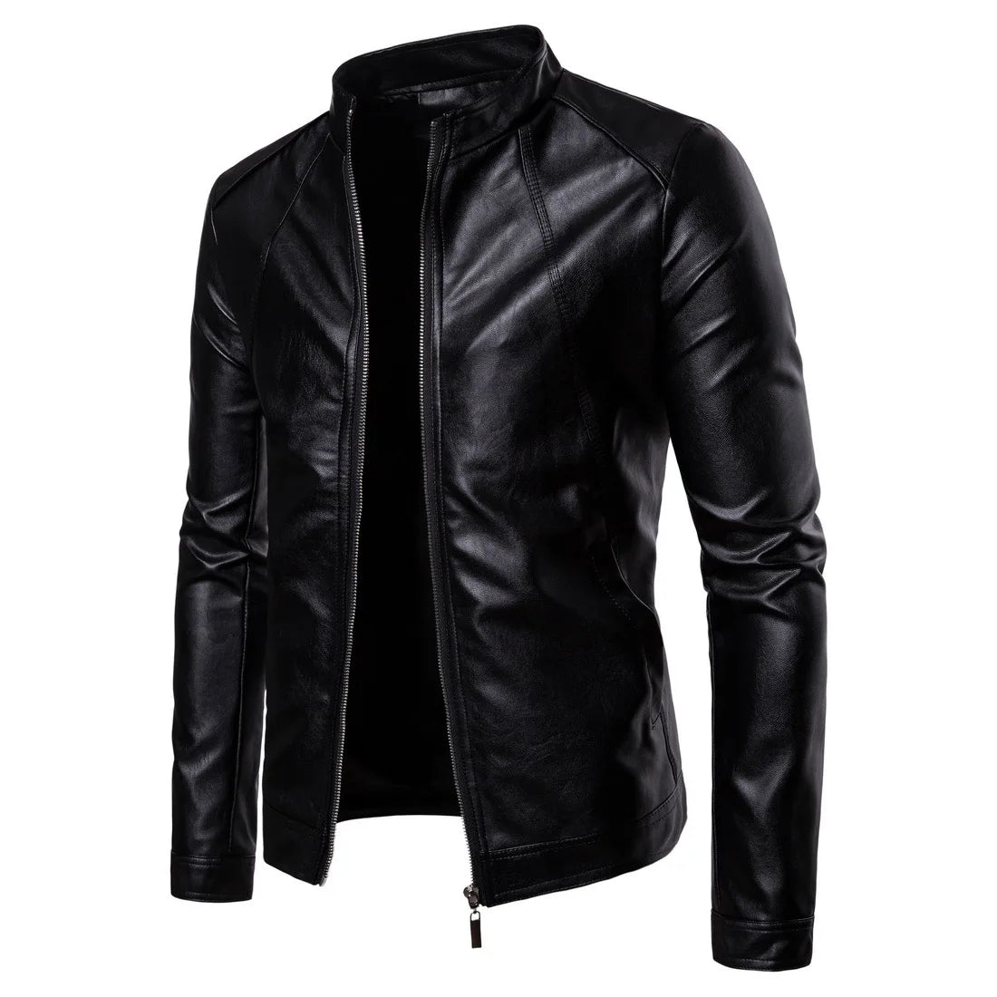 2022 Spring and Autumn Men's New Stand Collar Motorcycle Leather Jacket Washed PU Leather Jacket Coat