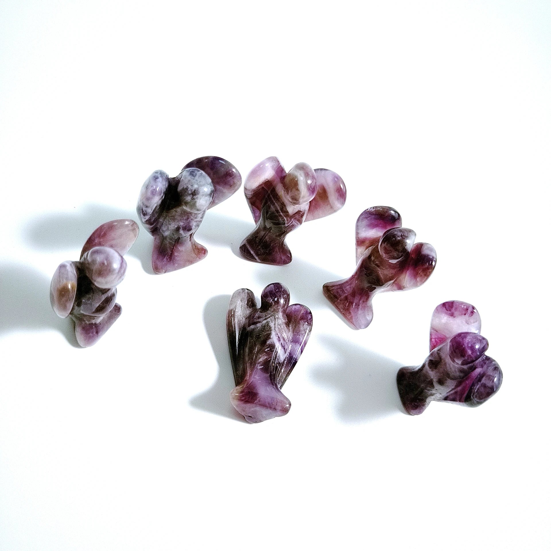 Huiying 2 Inch Handmade Carved Gemstone Amethyst Angels for Gift Crafts