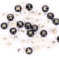 8mm White Shell Beads Bronzing Gold Color Cross Star Butterfly Round Spacer Beads for Jewelry Making DIY Bracelets