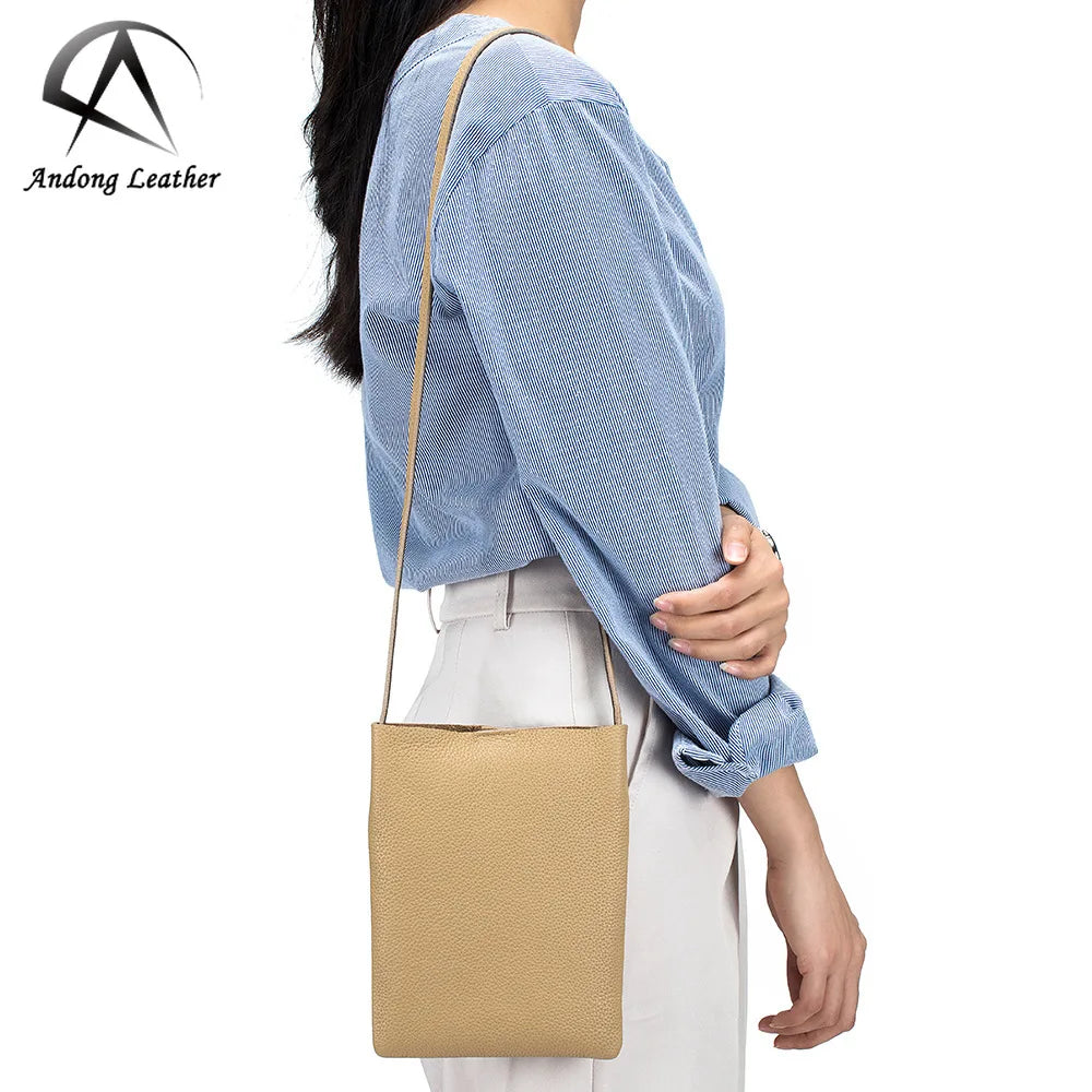 Andong Shoulder Bags for Women Genuine Cow Leather Female Phone Pocket Purse Cowhide Ladies Sling Bag Korea Fashion Small