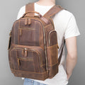 MARRANT Retro Crazy Horse Leather Men's Backpack Large Capacity Travel Laptop Backpack Leather Backpack for Men