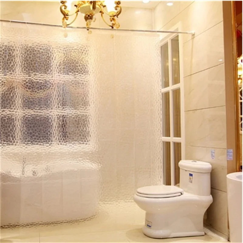 Factory Price 3D Water Cube Shower Curtain Liner 2.4x2m Waterproof Mildew Resistant Bathroom Clear Plastic PEVA Bath Curtain