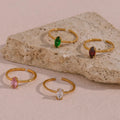 Minimalist Shining Zircon Adjustable Rings Gold Plated Stainless Steel Rings Women Jewelry Anillo