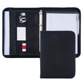 Black Canvas Fabric A4 Zipper Ring Binder Document File Folder Polyester Portfolio Padfolio