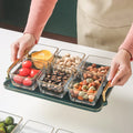 Glass Color Enamel Classic Design Rectangle Shape Fruit Plate Light Luxury Household Platter with Lid Exquisite Snack Plate