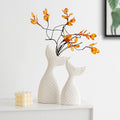 Matte Frosted Mermaids Ceramic Vase Set 2-Piece Home Decor Artificial Dried Flower Arrangement for Wedding Available Black White