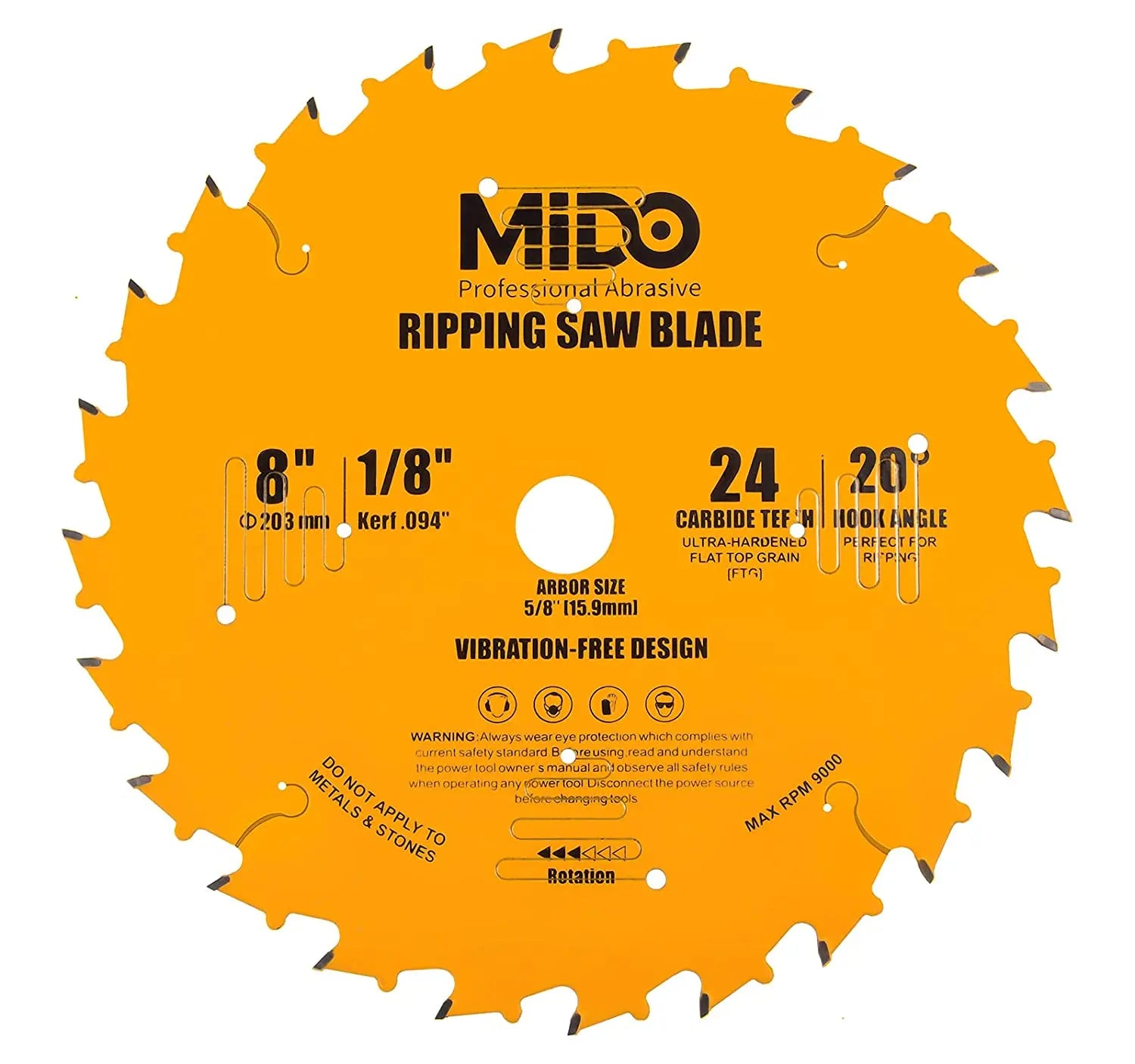 US Local Stock Ships in 24H Free Shipping USA 8 Inch 24-Tooth Miter Saw Blades 5/8'' Arbor Ripping Tico Carbide Cutting Disc