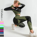 S-XL Women Fitness Yoga Wear Set Sports Seamless Gym Leggings Long Sleeve CropTop Jacket Fitness Sportswear Tracksuit