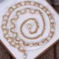 Alloy Waist Chain with Pearl Pendant Fashion Beaded Dress Decoration Belt for Ladies