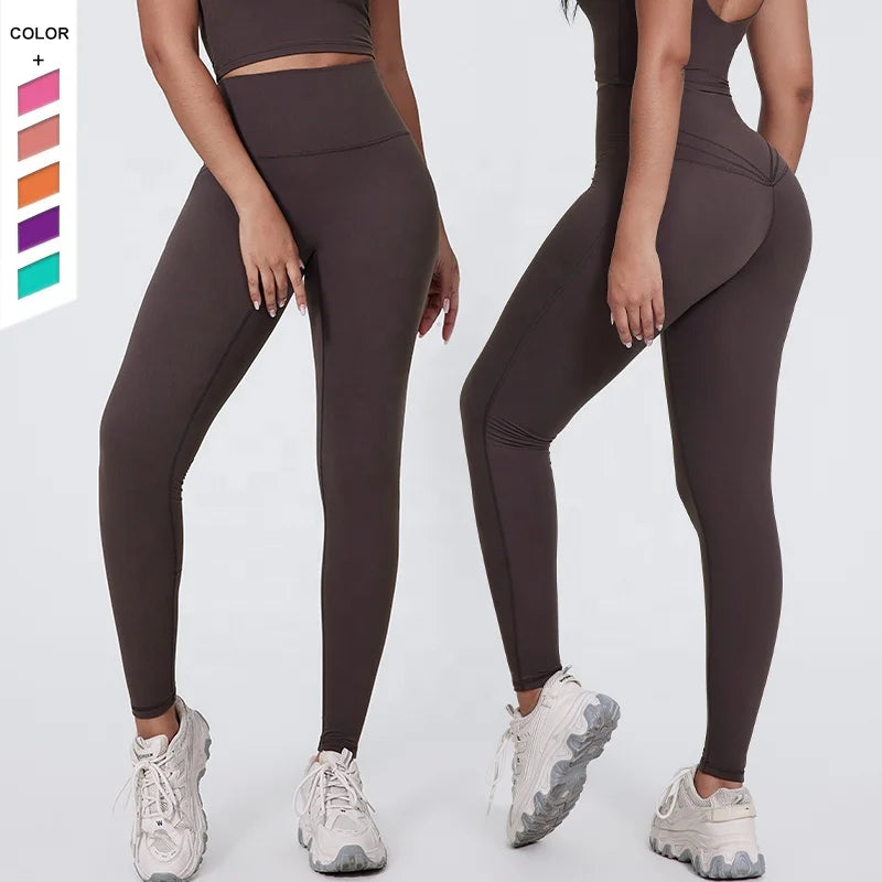 New Trend Women's Nylon Breathable Quick Dry High Waist Scrunch Butt Sports Trousers No Front Seam Yoga Design Leggings Logo