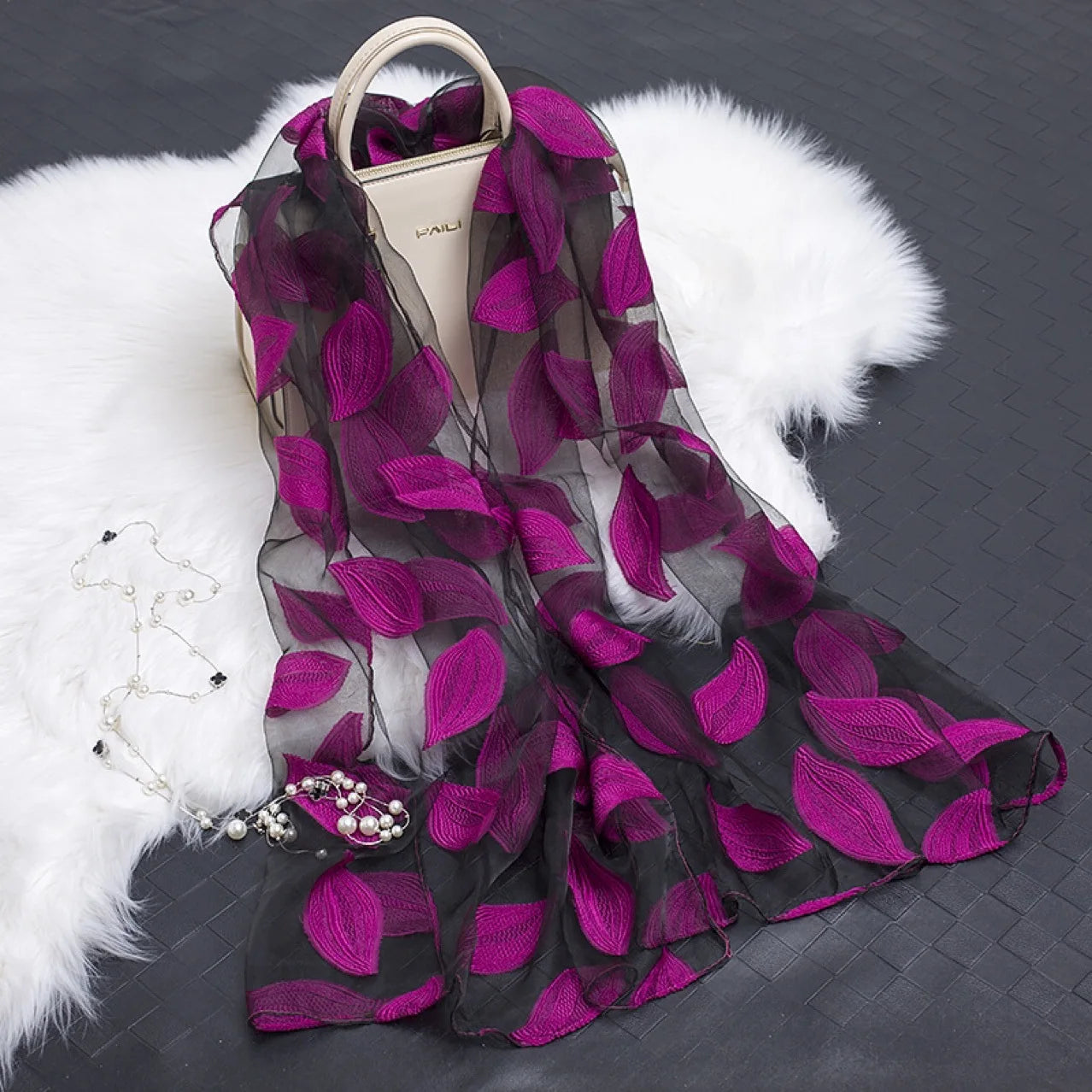 New Eugen Yarn Flower Cutting Autumn Scarf Long Style Soft Touch