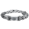 BOCAI New Solid S925 Pure Silver Personalized Peace Pattern Man Bracelet Six-Character Mantra Wide Version Fine Chain Link