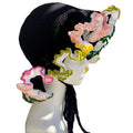 Women Winter Crochet Knitted Ruffle Edge Handmade Cotton Knit Cloche Bowler Hats Bonnet Knitted Crochet Knit Bucket Hat