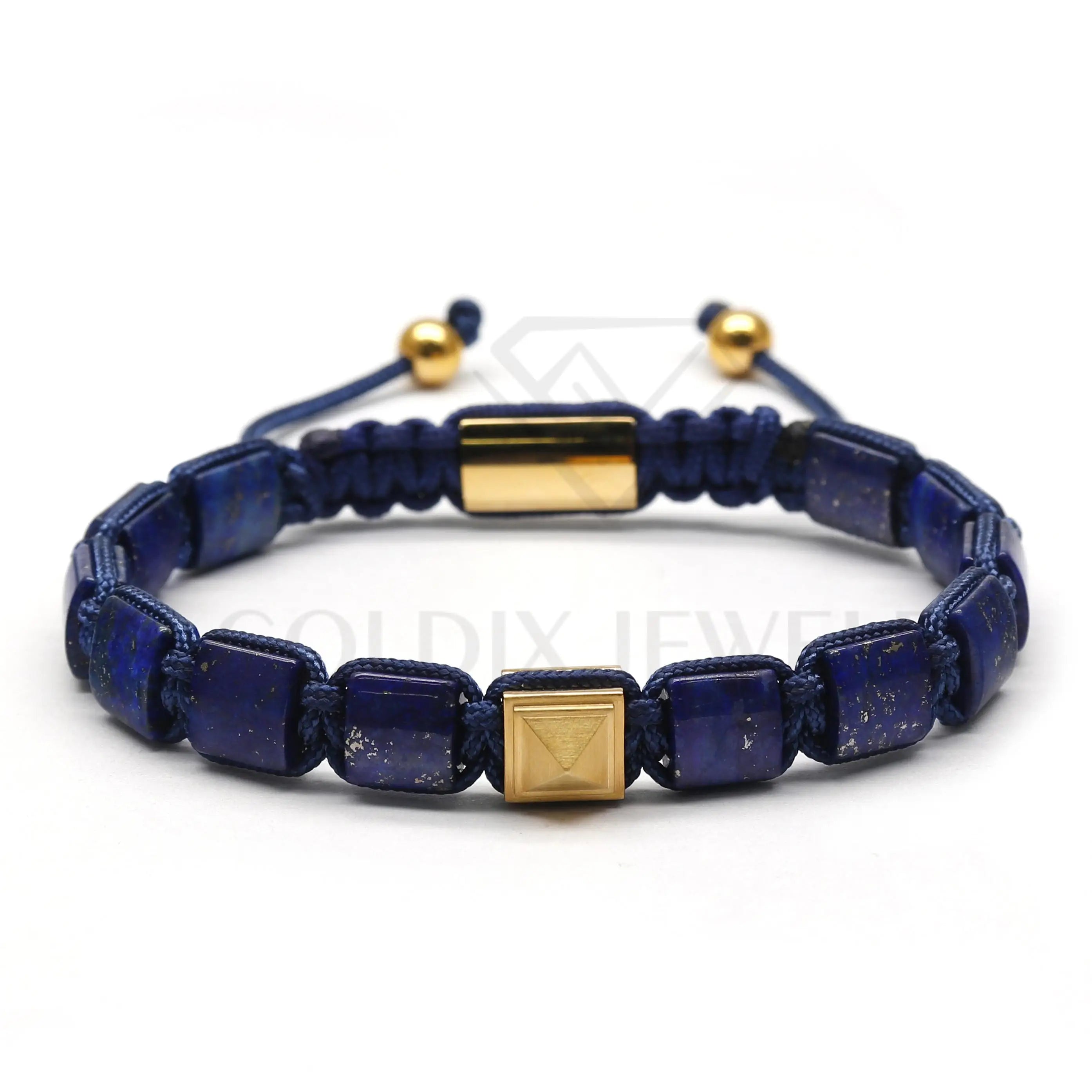 Goldix Jewelry's Premium Quality Small Pyramid Bracelets Golden Hematite Beads for Men Classic Adjustable Healing Gifts