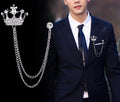 Men's Crown Brooch Lapel Pin Badge Hanging Chains Collar Brooches Pin for Career Suit Tuxedo of Shirts Tie Hat Scarf for Men