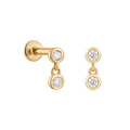Customized Jewelry Gold Plated 925 Sterling Silver Bezel CZ Dangle Drop Earring Flat Earring Back Hypoallergenic Earring