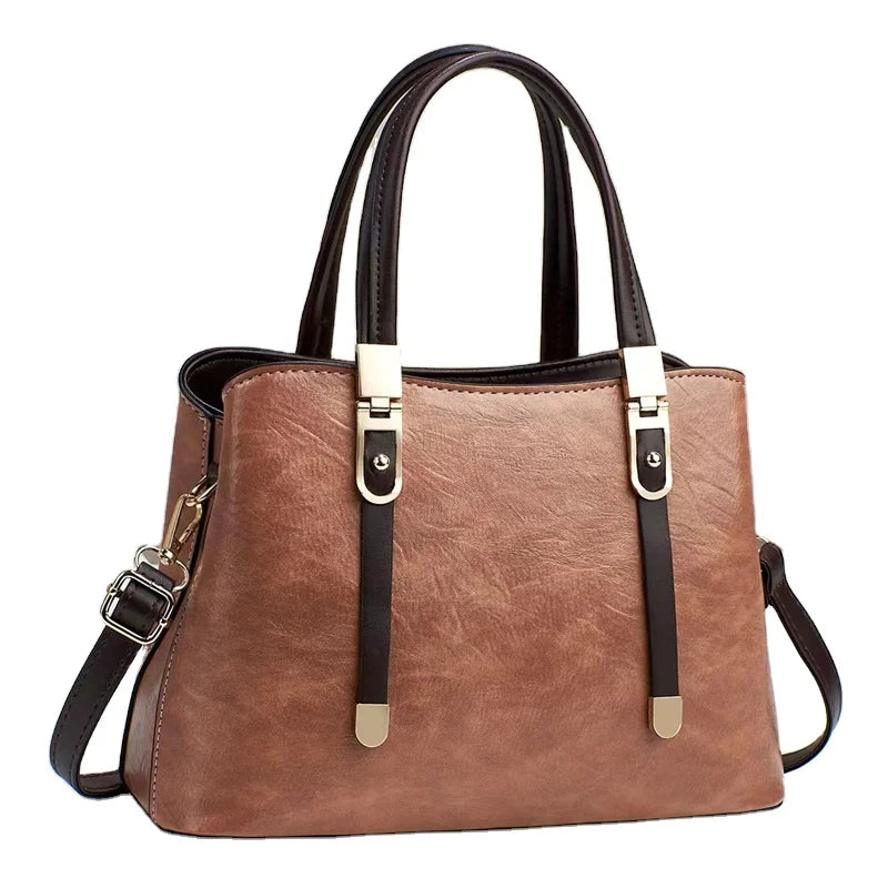 2023 New Style Designer PU Leather Women's Handbags Casual Tote with Zipper Closure Womens Ladies Handbag