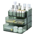 Clear Stock 3 Pcs Set Makeup Organizer with 2 Drawers & 1 Tray for Skincare Eyeshadow Lipstick Cosmetic Storage Display Case