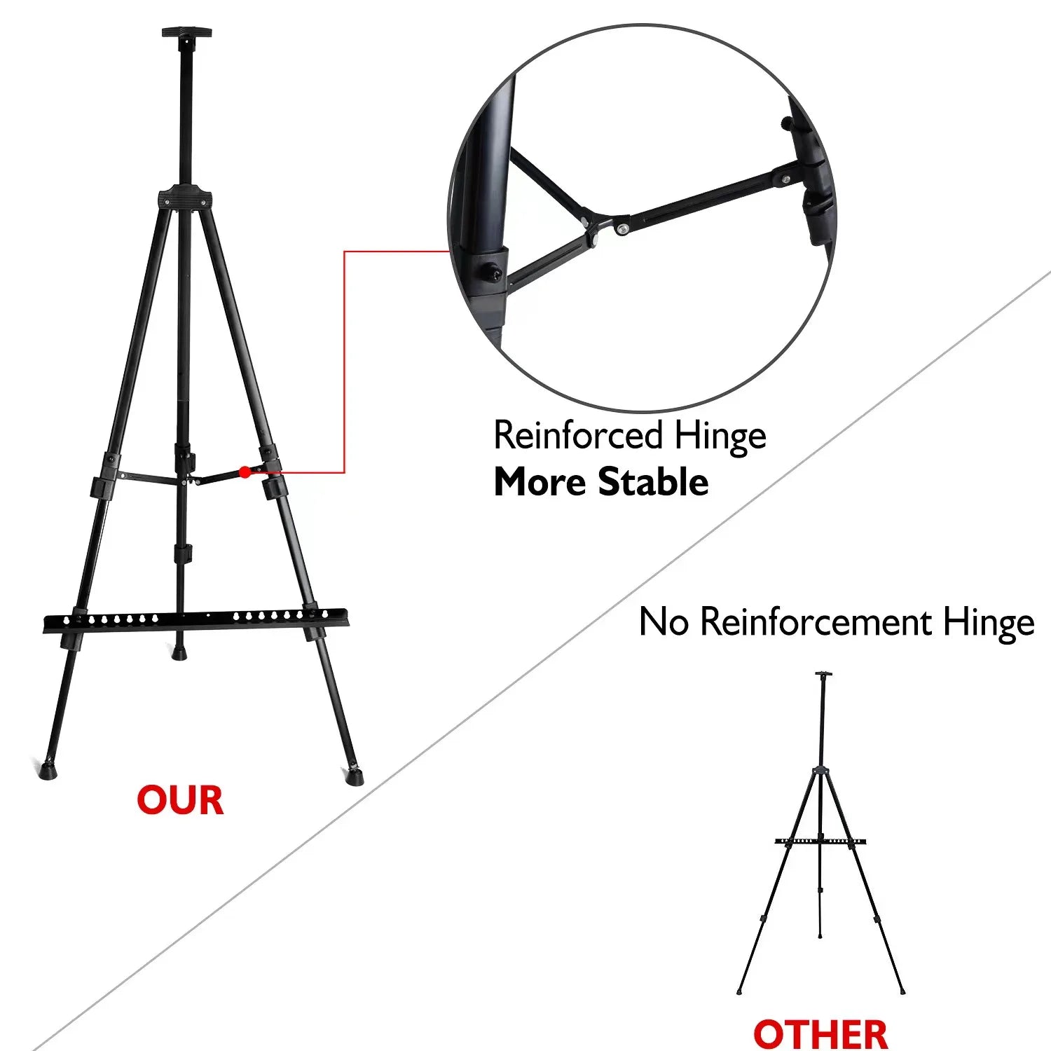 Aluminum Alloy Folding Easel Display ShelvesWear-resistant Stand Painting Accessory Stand Aluminum Metal Adjustable Easel