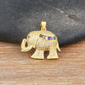 QIKU Thailand Lucky Elephant Gold Color Pendant Women Necklace Copper Zircon Jewelry Charm Choker Birthday Party Gift Wholesale