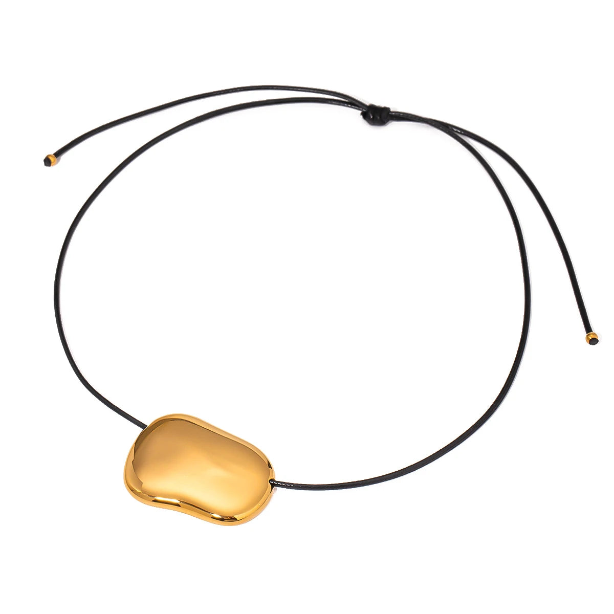 J&D Large Smooth Surface Wax Wire Necklace 18K PVD Gold Plated Stainless Steel Winter Autumn Wax Unisex Necklace
