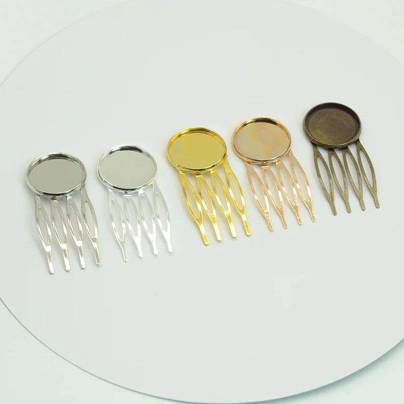 4teeth Small Metal Combs Hair Clips with 2cm Pallect Plain Iron Side Hairpins for DIY Bridal Crown Tiara