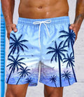 Men's Printed Casual Gym Swim Beach Summer Mesh Sweat Shorts with Drawstring Closure