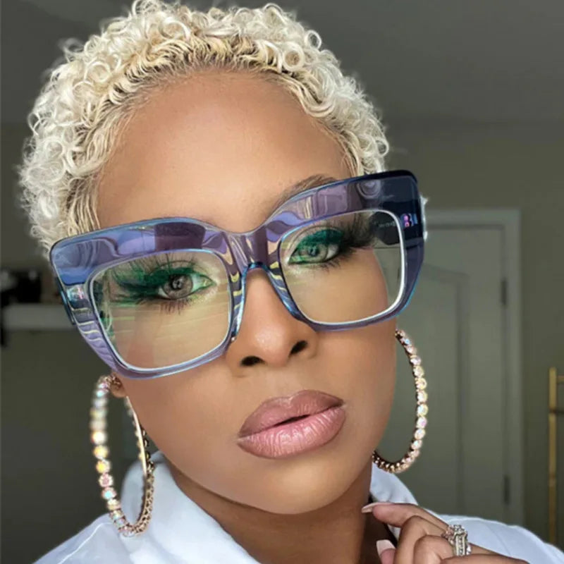 Custom Logo Trending Women Eyeglasses Female Big Frame Optical Eyewear Blue Light Blocking Eyeglass Frames for Women Square